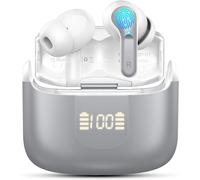 2024 Bluetooth Headphones Bluetooth 5.3 Earbuds With 4 Hd Enc Noise Cancelling Mic, 40 Hours Wireless Headphones Hifi Stereo Led Screen Bluetooth Earbuds Ip7 Waterproof, Usb-C, Touch Control, Grey