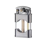 2024 Briquet à culbuteur en métal, Flamme Douce, Briquet rétro réutilisable, Briquet au kérosène, adapté à Une Utilisation intérieure et extérieure, etc. (Carburant Non Inclus)(Silver)