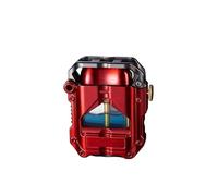 2024 Briquet Trench Cool Steampunk Briquet à Kérosène, Briquet Mécanique Transparent avec Lumière LED Bleue Forme Cadeau Unique for la Nature, Les Voyages (Carburant Non Inclus)(Red)