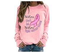 2024 Cancer du Sein Octobre Rose T-Shirt Ruban Rose de Sensibilisation au Cancer du Sein d'Octobre T-Shirt Sweatshirt Grande Taille T-Shirts à Manches Longues Femme Mode Pas Cher Col Rond Sweat Pull