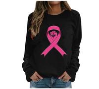 2024 Cancer du Sein Octobre Rose T-Shirt Ruban Rose de Sensibilisation au Cancer du Sein d'Octobre T-Shirt Sweatshirt Grande Taille T-Shirts à Manches Longues Femme Mode Pas Cher Col Rond Sweat Pull