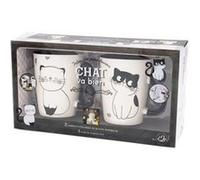Faites Une Pause Douceur Chat Va Bien - Coffret Avec 2 Tasses En Céramique Et 1 Livre