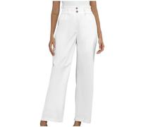 2024 Décontractés Pantalon Léger Femme Été Couleur Unie, Pantalons Mode Coton Confortable Jogging Plage, Elegant Pantalon Taille Élastique avec Boutons, Pants avec Poches Taille Haute