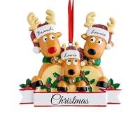 2024 Décorations de Noël personnalisées,Suspension de Noël en résine avec cerf,Boules de Noël Personnalisables à 2/3/4/5/6/7/8 Noms,Décorez Votre Arbre de Noël,Décorations de Noël