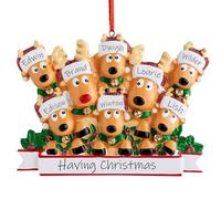 2024 Décorations de Noël Personnalisées - Suspension en Résine Avec Cerf, Boules Personnalisables à 2/3/4/5/6/7/8 Noms - Décorez Votre Arbre