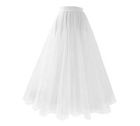 2024 Femme A-Ligne Jupe Princesse Tulle Petticoat Jupon Basique Irrégulière Plissée de Carnaval Robe de Fête de Danse Tutu Rockabilly Longue