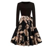 2024 Femme Robe de Soirée Cocktail Vintage Rétro Année 1950 Audrey Hepburn pin-up Rockabilly Swing à Pois Manche Longues Chic et Elegante Robes de Cocktail Mariage Fête Costume Chic Mini Dress