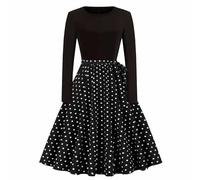 2024 Femme Robe de Soirée Cocktail Vintage Rétro Année 1950 Audrey Hepburn pin-up Rockabilly Swing à Pois Manche Longues Chic et Elegante Robes de Cocktail Mariage Fête Costume Chic Mini Dress