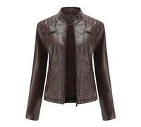 2024 Femme Veste De Loisirs En Cuir Synthétique, Veste En Cuir Femme Fermetures Éclair Femme Veste En Cuir PU Slim Manteau De Motard Automne Et Printemps Mode Manteau De Vélo De Moto