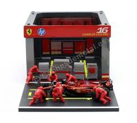 2024 Garage Pit Lane Scuderia Ferrari SF24 Nº16 Charles Leclerc Avec Figurines d