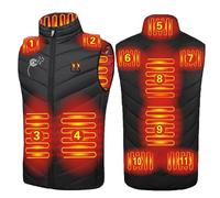 2024 Gilet Chauffant Homme hiver, Veste femme Chaud Léger Doudoune Sans Manche,Gilet électrique USB avec 11 Feuilles de Fhaleur 2 Modes de Chauffe Gilet Lavable Vêtement de Chauffage pour Moto Chasse