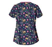 2024 Haut Décontracté et Imprimé Animal pour Femme de Travail décontracté Manches Courtes col en V imprimé Animal Femme Blouse Medicale Uniforme médical Infirmière, Dentiste, Médecins, Vétérinaires