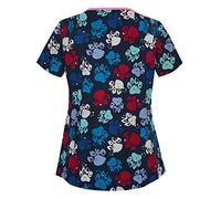 2024 Haut Décontracté et Imprimé Animal pour Femme de Travail décontracté Manches Courtes col en V imprimé Animal Femme Blouse Medicale Uniforme médical Infirmière, Dentiste, Médecins, Vétérinaires