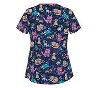 2024 Haut Décontracté et Imprimé Animal pour Femme de Travail décontracté Manches Courtes col en V imprimé Animal Femme Blouse Medicale Uniforme médical Infirmière, Dentiste, Médecins, Vétérinaires
