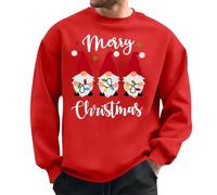 2024 Hauts de Noël pour hommes sweatshirts imprimés chemises en tricot occidental vintage imprimé fermeture éclair sweatshirt pour homme chaud basique vêtements, Rouge, 6XL