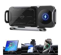2024 High Intelligent Mobile Phone/Pad Holder, Support Intelligent pour téléphone et Tablette, Support Tablette Voiture avec Rotation Automatique, 15W Chargeur de Voiture pour téléphones (Argent)