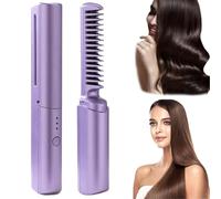 2024 Latest Hairdressing Comb, Rechargeable Mini Hair Straightener, Portable Hair Straightener Cordless, 3 Temperature Adjustments Travel Size Electric Flat Iron, Styling Combs (Purple)