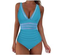 2024 Maillot De Bain Une Pièce Femme Sheer Mesh, Maillot De Bain Col V Wrap Bandeau Ventre Haut, Maillots De Bain Femme Une Pièce Classique Sports Amincissant, Bikini 1 Pièce Grande Taille