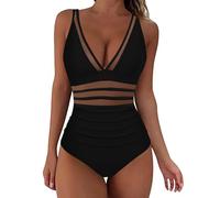 2024 Maillot De Bain Une Pièce Femme Sheer Mesh, Maillot De Bain Col V Wrap Bandeau Ventre Haut, Maillots De Bain Femme Une Pièce Classique Sports Amincissant, Bikini 1 Pièce Grande Taille
