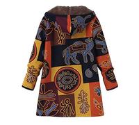 2024 Manteau Femme Hiver Long Grande Taille à Capuche Manche Longue Hiver Chaud Blouson Vintage Chic Bohème Imprimée Veste Casual Confortable Doublure Polaire Zippé Manteaux Pas Cher