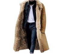 2024 Manteau Long Fausse Fourrure Homme Décontracté Veste en Cuir Overdose Mode Hiver Soldes Parka Long Veste Pardessus Casual Outwear Vestes en Polaire d'hiver Blouson mi Saison Pas Cher