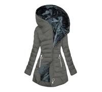 2024 Manteaux Femme Hiver Doublé Polaire Chaud Manches Longues Blouson À Capuche Fermeture éclair Grande Taille épaissir Duvet en Coton Parka Longue Couleur Unie Slim Fit Veste Doudoune Outercoat