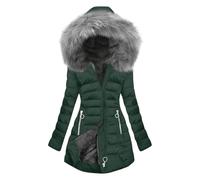 2024 Manteaux Femme Hiver Doublé Polaire Chaud Manches Longues Blouson À Capuche Fermeture éclair Grande Taille épaissir Duvet en Coton Parka Longue Couleur Unie Slim Fit Veste Doudoune Outercoat