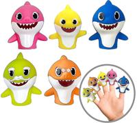 2024 Marionnettes à doigt Baby Shark, paquet de 5, 5 couleurs -1ère génération-hhny