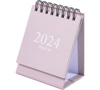 2024 Mini calendrier Calendrier à double fil Calendrier quotidien de bureau pour la maison et le bureau 105x75mm Rose clair