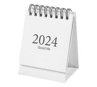 2024 Mini Desk Calendar Double Wire Coil Daily Planner Eleby Functional Desktop Organiteur pour Home Office 75x60x105mm (Blanc)