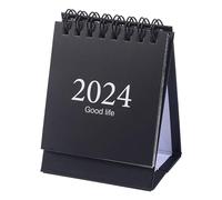 2024 Mini Desk Calendar Double Wire Coil Daily Planner Eleby Functional Desktop Organiteur pour Home Office 75x60x105mm (Blanc) (Noir)