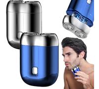 2024 Mini rasoir électrique portable USB amélioré pour homme, rasoir électrique Sopami, rasoir Capsule Razor, rasoir à sec pour homme et femme (argent + bleu)
