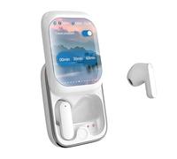 2024 New Intelligent Full-Color Touch Screen Slider Earphones, Slide Earphones with Touch Screen&Charging Case, Earbuds Wireless Bluetooth, with Music/Game Modes (White)