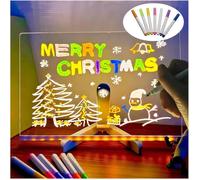 2024 New LED Planning Boards,30*20CM Light up Dry Erase Board with Angle Adjustable Stand Led Message Board Note Acrylic Board