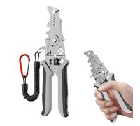 2024 New Multifunctional Elbow Wire Stripping Pliers with A Spring Keychain, Professional Wire Stripper Crimper Cable Cutter Pliers, Upgrade Electrician Pliers Tools