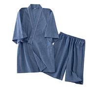 2024 Nouveau Coton Lavé Grande Taille à Manches Courtes Shorts Kimono Chez L'Habitant Hommes éTé Mince Pyjamas Ensemble De Pyjama Homme