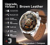 2024 Nouveau Pour Huawei Gps Sport Smartwatch Hommes 1.85 Amoled Écran Boussole Altimètre Fréquence Cardiaque Bp Nfc Bluetooth Appel Montre Intelligente.Brown Leather.1.85-Inch Screen