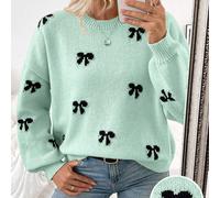 2024 Nouveau pull tricoté décontracté à l'automne/hiver, style européen et américain, design mode jeune avec nœud papillon L,M,S,XL,XSPlantes,Tout ImpriméÉtoffe
