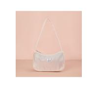 2024 Nouveau sac à bandoulière blanc, décoration élégante en métal papillon, sac à main léger et polyvalent, sac de snapshot de rue fraîche et élégante pour fille, cadeau de Noël UnicoloreNylon