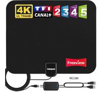 2024 Nouvelle Antenne TV Intérieur Puissante TNT HD Antenne HDTV avec Amplicateur de Signal Amélioré Jusqu'à 480kmpour 1080P 4K