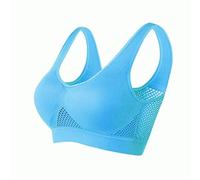 2024 Nouvelle Grande Taille Femmes Respirant Confortable Mesh Tissu sous - vêtements de Sport sans Couture, Cool et Confortable(Sky Blue-2XL)