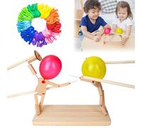 2024 Nouvelles Balloon Bamboo Man Battle, Marionnettes d'escrime en Bois Faites à la Main, Bataille de Ballons en Bambou, Jouet de Combat en Bambou au Rythme Rapide, Jeu de Combat de Robots en Bois