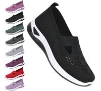 2024 Nouvelles Baskets à Enfiler pour Femmes Chaussures Souples Respirantes orthopédiques tissées Marche Chaussures en Mousse pour diabétiques Mains Libres à Enfiler (Noir,EU-38)
