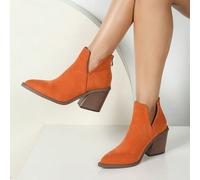 2024 Nouvelles Bottines Courtes Françaises Pour Femmes, Bottes Style Britannique Automne/Hiver Nouvelles Bottines Cheville Talon Épais Talon Haut Bout Pointu Bottes Western Avec Fermeture Éclair Arriè
