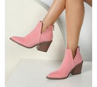 2024 Nouvelles Bottines Courtes Françaises Pour Femmes, Bottines Style Britannique Automne/Hiver Nouvelles, Bottines Cheville à Talon Épais Talon Haut Bout Pointu Bottes Western Avec Fermeture Éclair