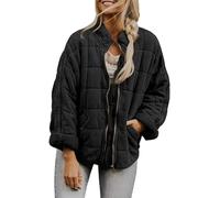 2024 Nouvelles Doudounes matelassées pour Femmes Veste matelassée Dolman légère pour Femmes Manteau d'automne et d'hiver surdimensionné à Fermeture éclair (L,_ M)
