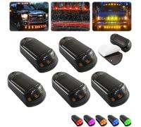 2024 Nouvelles lumières solaires de cabine, 5PCS lumières de cabine sans fil pour camion, lumières de cabine sans fil, lumières de cabine de camion (Coque noire)