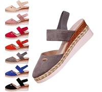 HANYILI 2024 Nouvelles Sandales compensées à Plateforme élastique pour Femmes Espadrilles à Bout fermé été antidérapant Plage Chaussures habillées décontractées (Gris,EU-39)