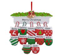 2024 Ornements de Noël Suspendus,Décoration de Noël au nom de Famille,Gants de Noël à Suspendre,Personnalisable avec 14 Noms,Décorations de Noël personnalisées,Cadeaux de Noël