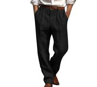 2024 Pantalon en Coton Lin pour Homme Été Décontracté, Jogging de Sport Couleur Unie, Chino Regular Fit Stretch, Business Ample avec Poches